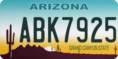 AZ license plate ABK7925