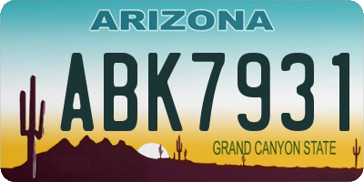 AZ license plate ABK7931