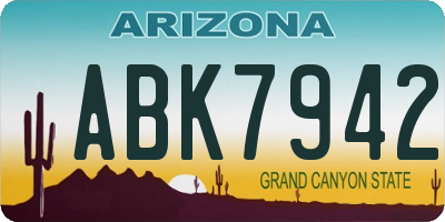 AZ license plate ABK7942