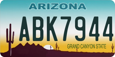 AZ license plate ABK7944