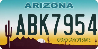 AZ license plate ABK7954