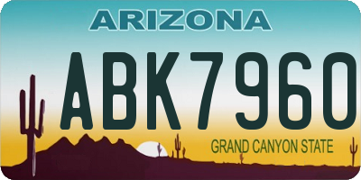 AZ license plate ABK7960