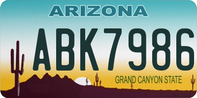 AZ license plate ABK7986
