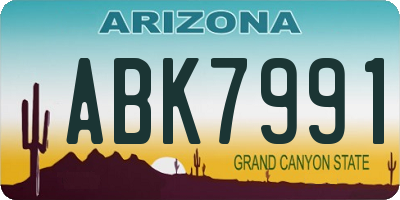 AZ license plate ABK7991