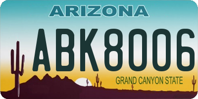 AZ license plate ABK8006