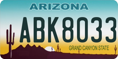 AZ license plate ABK8033