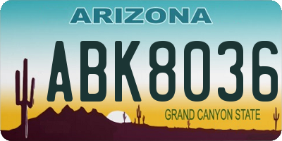 AZ license plate ABK8036