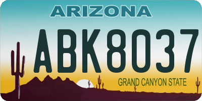 AZ license plate ABK8037