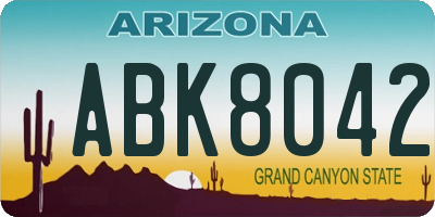 AZ license plate ABK8042