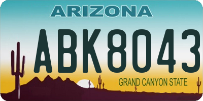 AZ license plate ABK8043