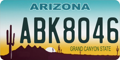 AZ license plate ABK8046
