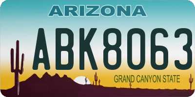 AZ license plate ABK8063