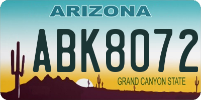 AZ license plate ABK8072