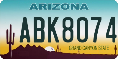 AZ license plate ABK8074