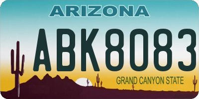 AZ license plate ABK8083