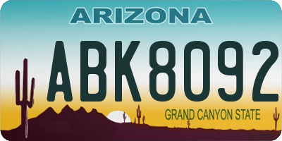 AZ license plate ABK8092