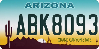 AZ license plate ABK8093