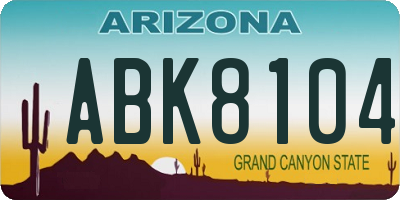 AZ license plate ABK8104