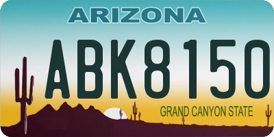 AZ license plate ABK8150