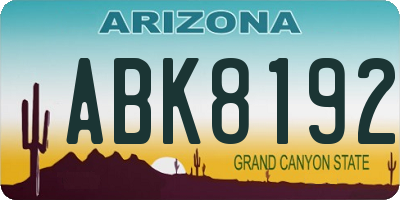 AZ license plate ABK8192
