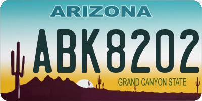 AZ license plate ABK8202