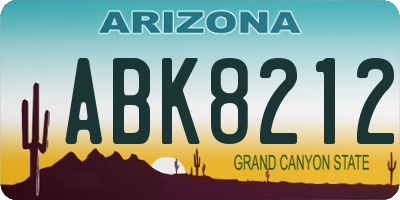AZ license plate ABK8212