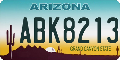 AZ license plate ABK8213