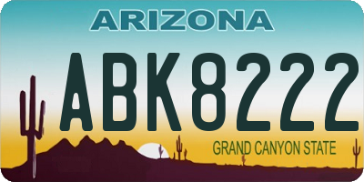 AZ license plate ABK8222