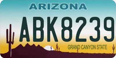 AZ license plate ABK8239
