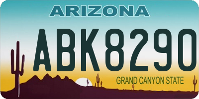 AZ license plate ABK8290