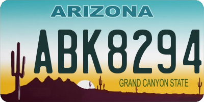 AZ license plate ABK8294