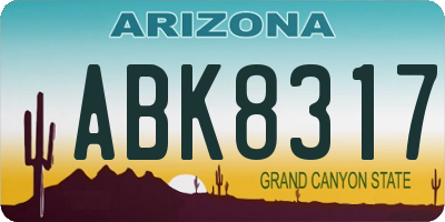AZ license plate ABK8317