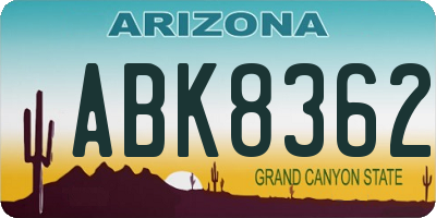 AZ license plate ABK8362