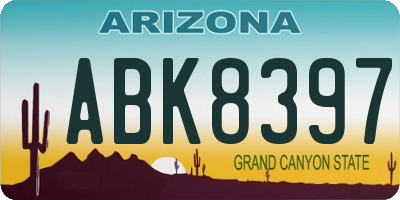 AZ license plate ABK8397