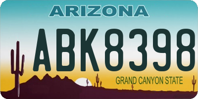 AZ license plate ABK8398