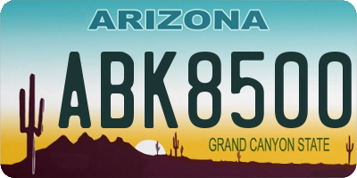 AZ license plate ABK8500