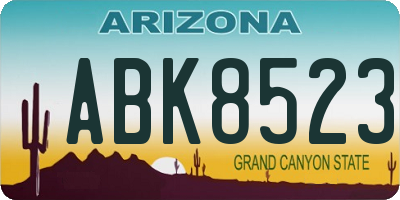 AZ license plate ABK8523
