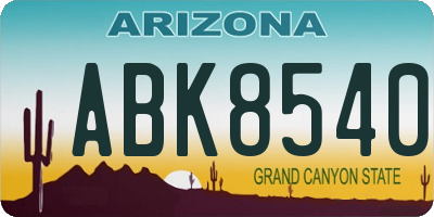 AZ license plate ABK8540
