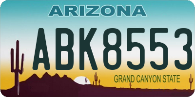 AZ license plate ABK8553