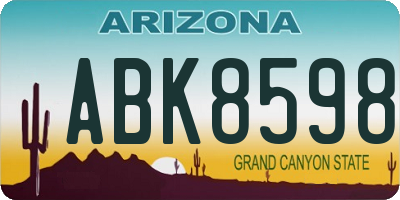 AZ license plate ABK8598