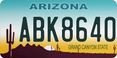 AZ license plate ABK8640