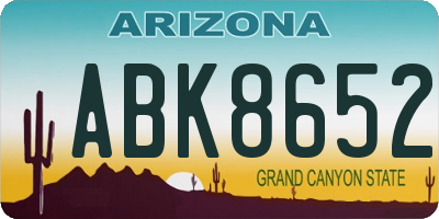 AZ license plate ABK8652