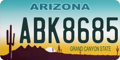 AZ license plate ABK8685