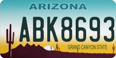 AZ license plate ABK8693