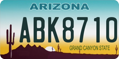 AZ license plate ABK8710