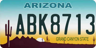 AZ license plate ABK8713