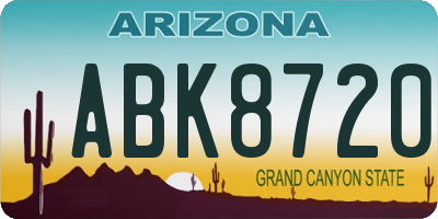 AZ license plate ABK8720