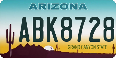 AZ license plate ABK8728