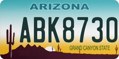 AZ license plate ABK8730