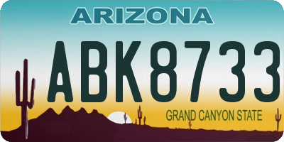 AZ license plate ABK8733